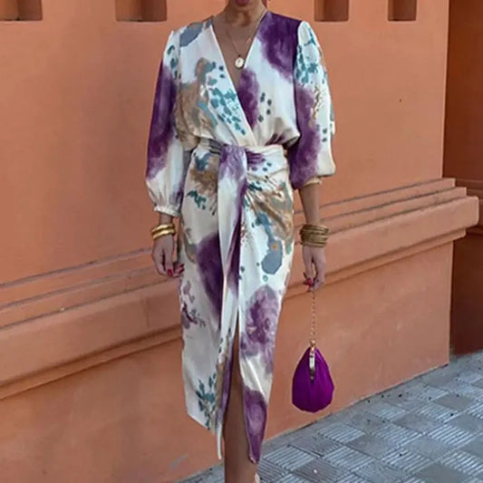 2025 New Women's Suit V-neck Long-sleeved Fashionable Slit Skirt Elegant Party Office 2 Piece Set